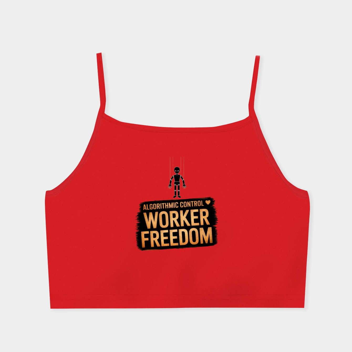 Puppet Strings vs Worker Freedom Women's  Spaghetti Strap Tank Top
