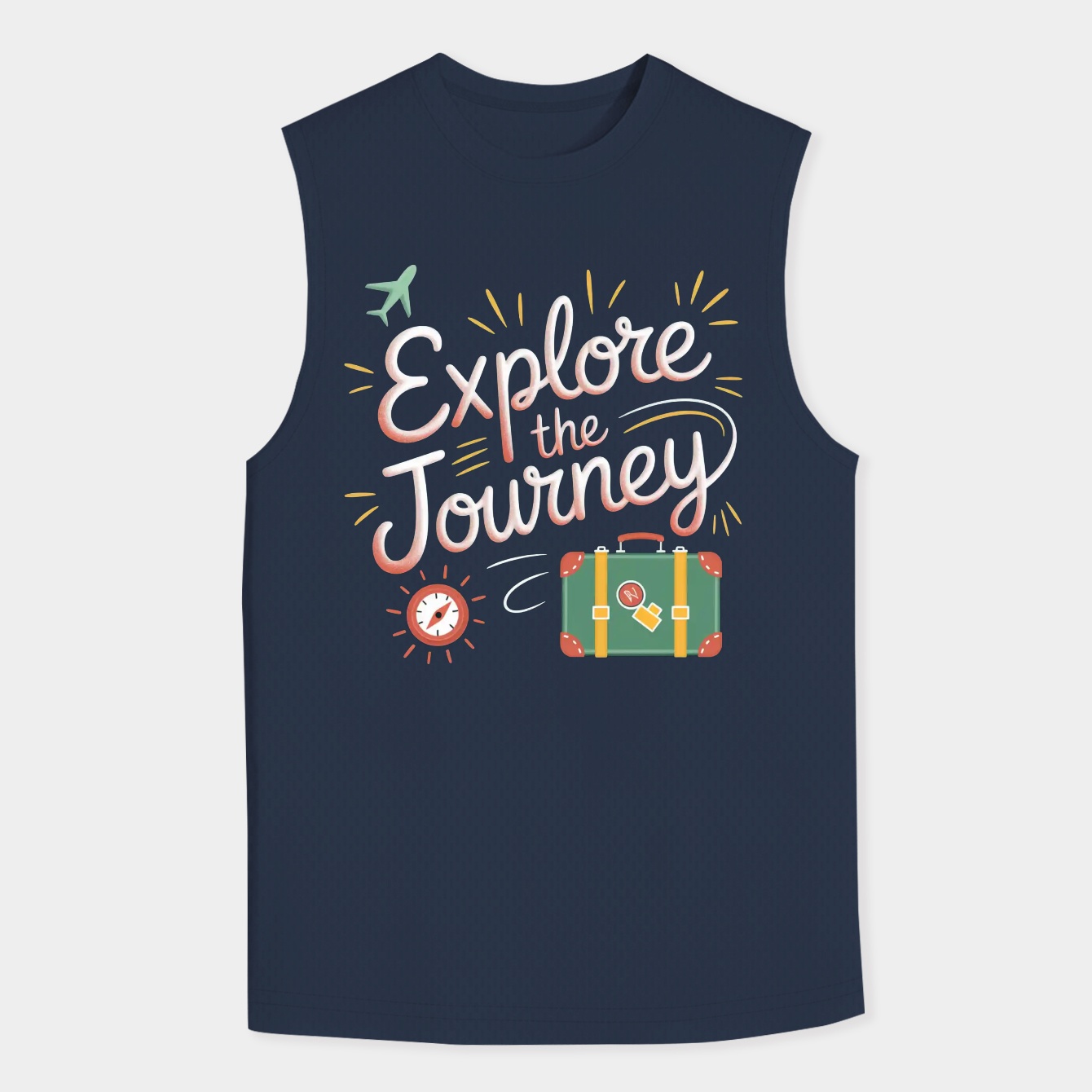 Explore the Journey - plane, suitcase, compass Men's Big & Tall Tank Top