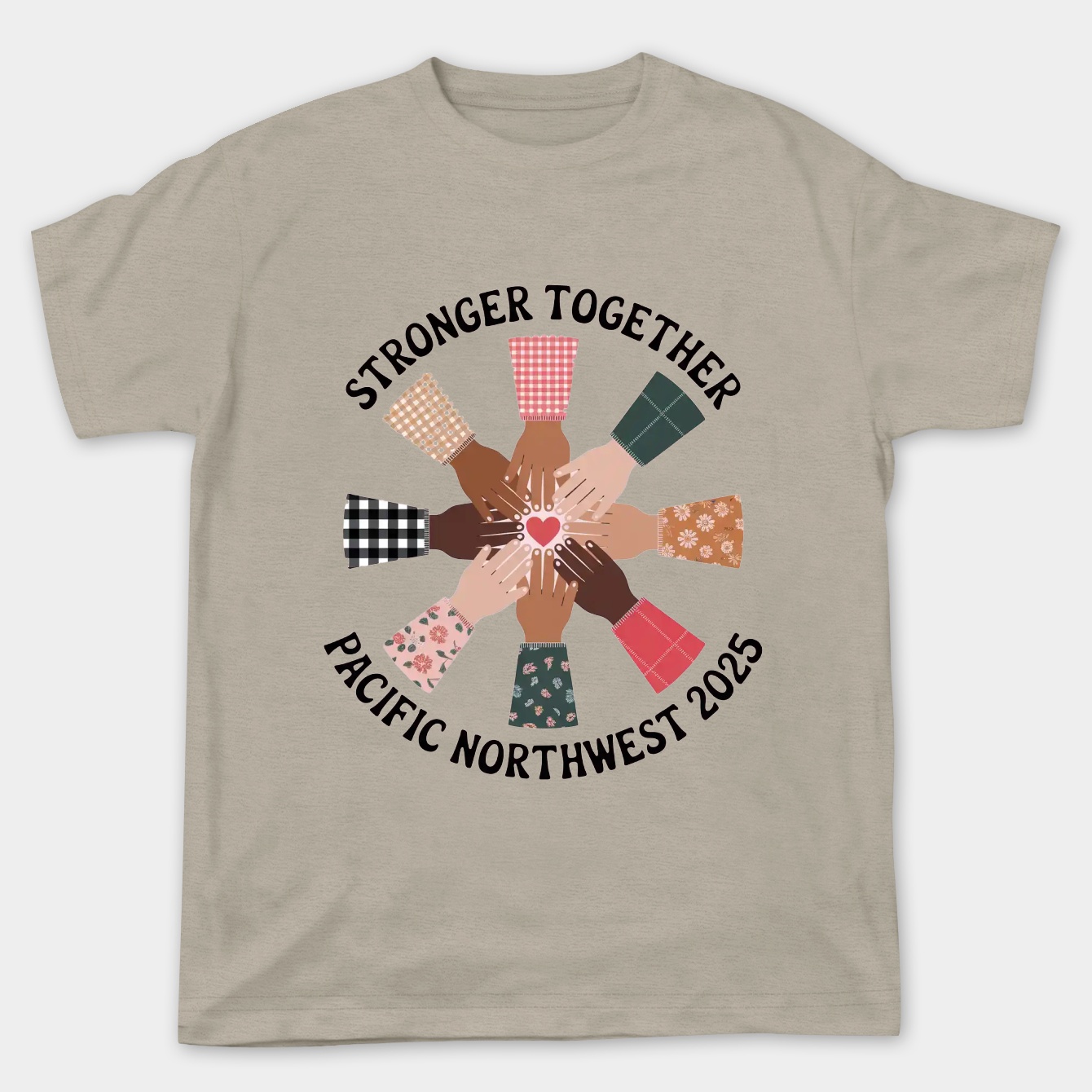 Stronger Together Patchwork Hands Circle Women's Plus Size T-shirt