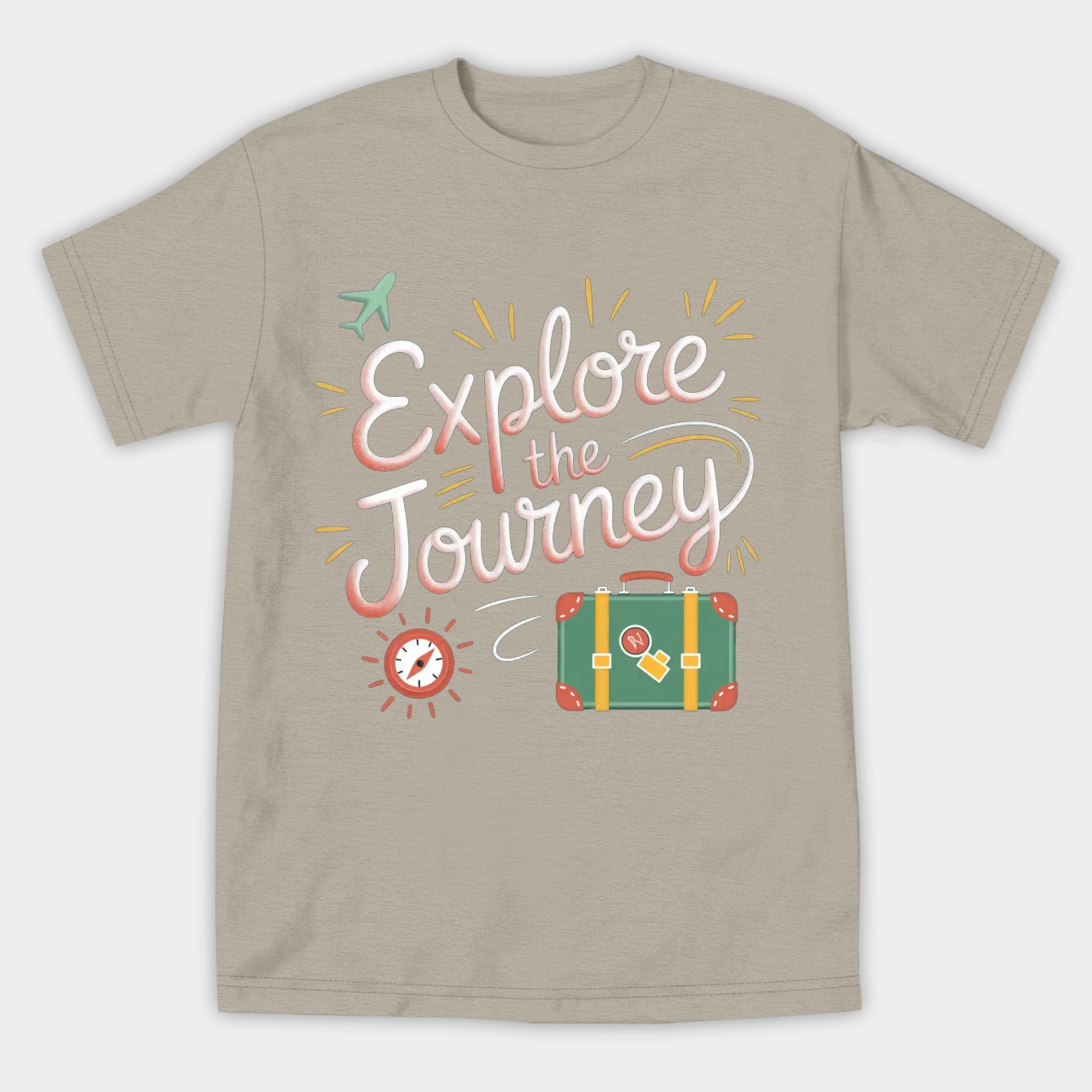 Explore the Journey - plane, suitcase, compass Women's Athletic Performance T-Shirt
