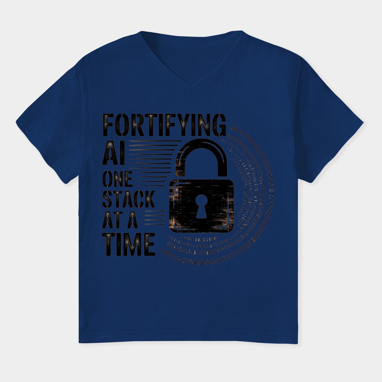 Fortifying AI Padlock Binary Shield Women's Plus Size V-Neck T-Shirt