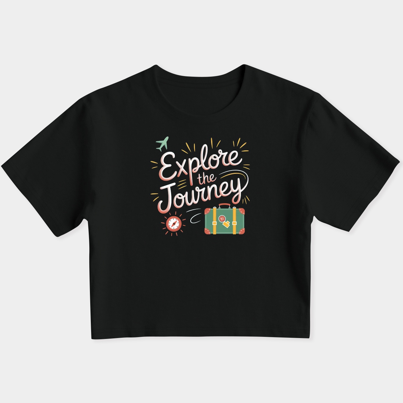 Explore the Journey - plane, suitcase, compass Women's Slim Fit Baby Tee