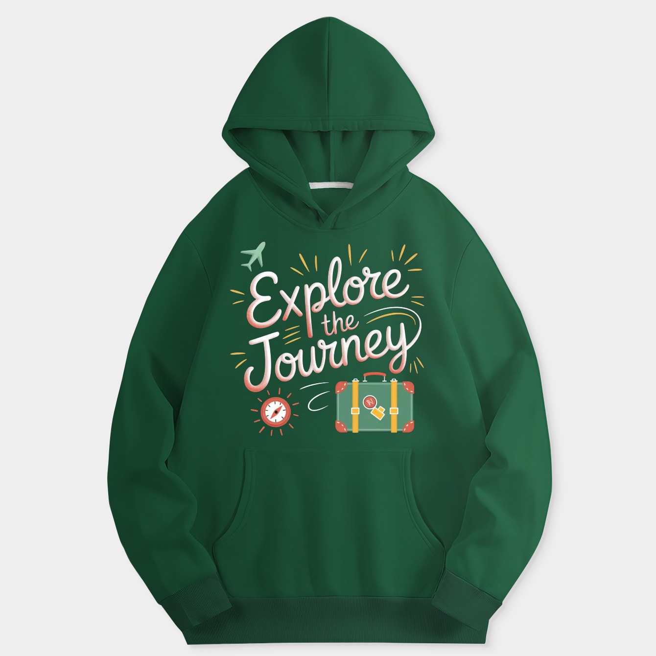 Explore the Journey - plane, suitcase, compass Women's Hoodie