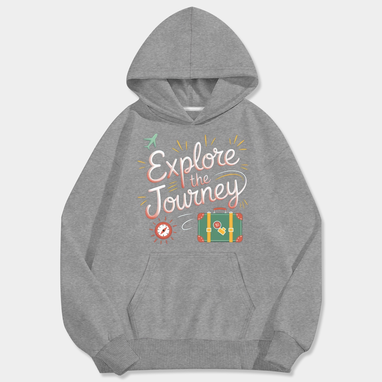Explore the Journey - plane, suitcase, compass Men's Big & Tall Hoodie