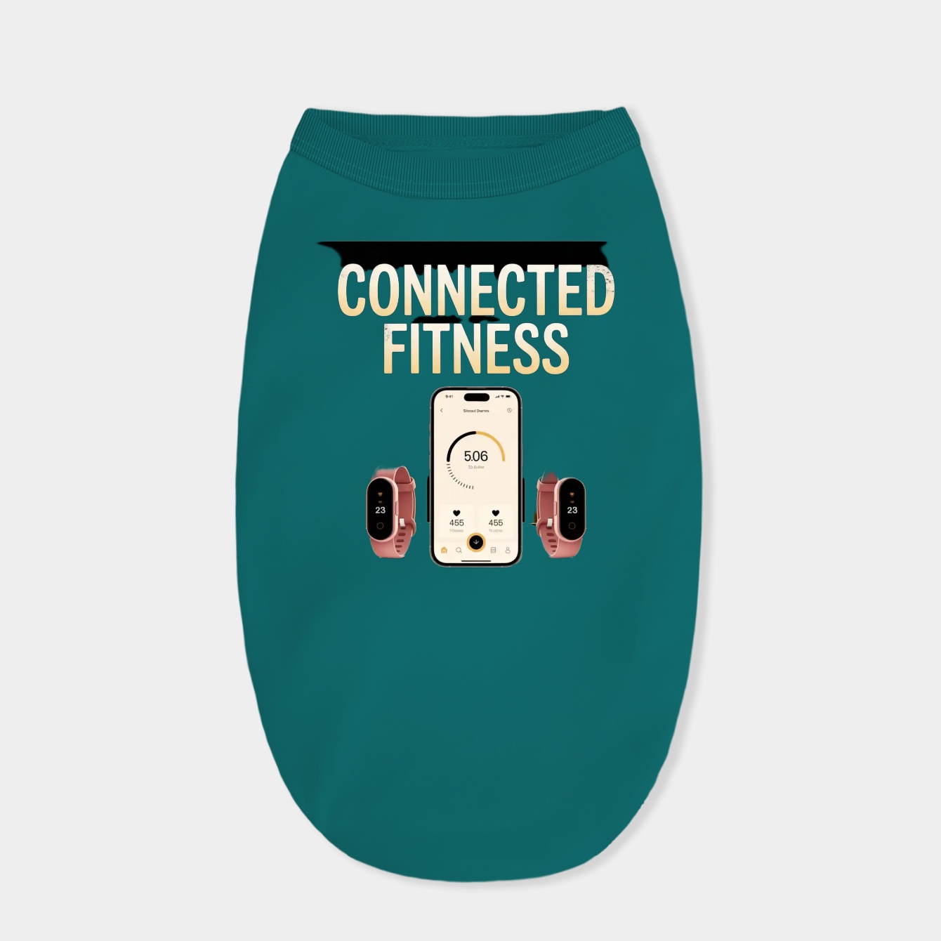 A mobile app and trackers display fitness metrics with style.