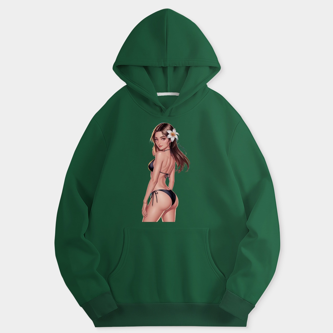 Anime bikini girl on tropical beach.