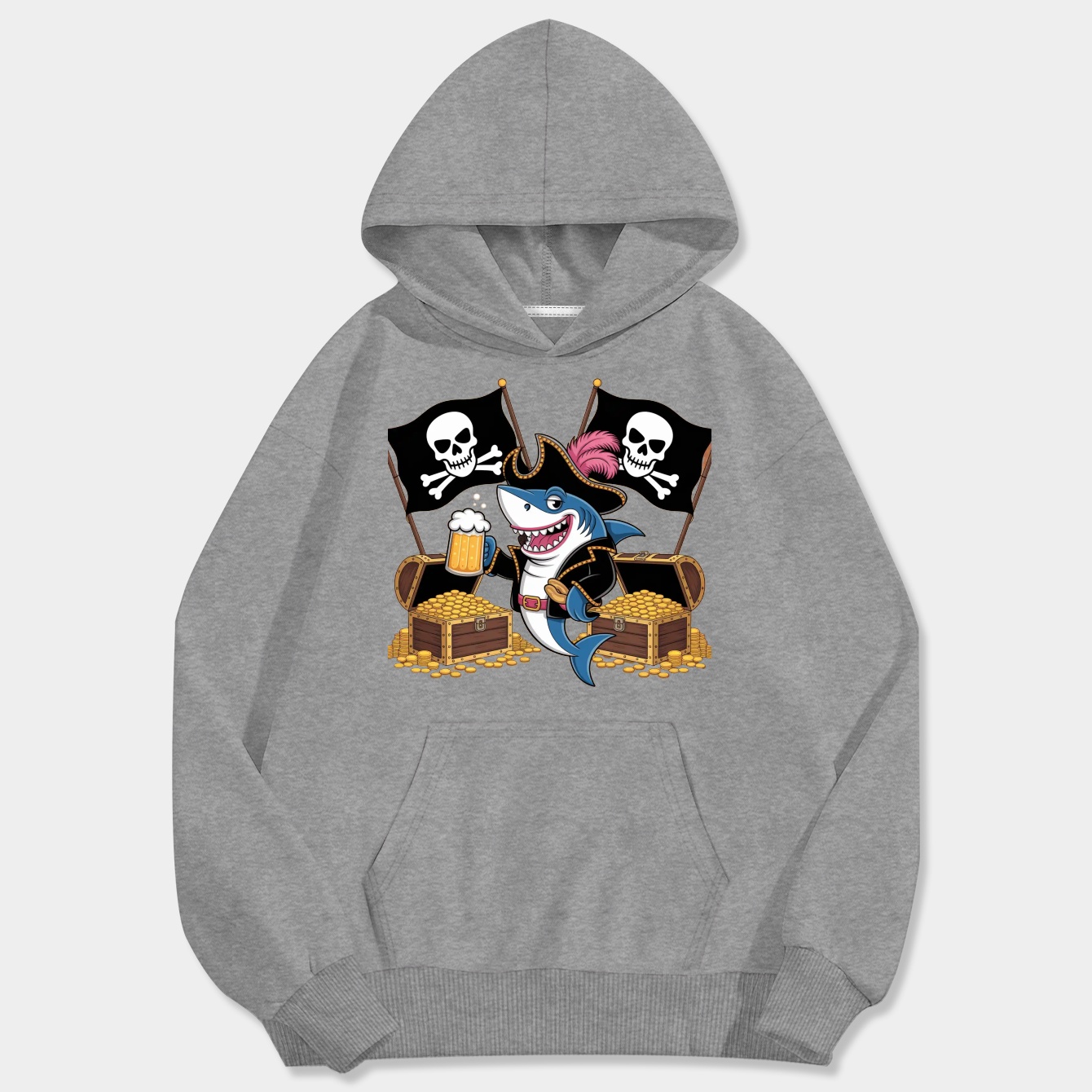 Pirate Costume Captain Hook Shark Funny Cruise Men's Big & Tall Hoodie