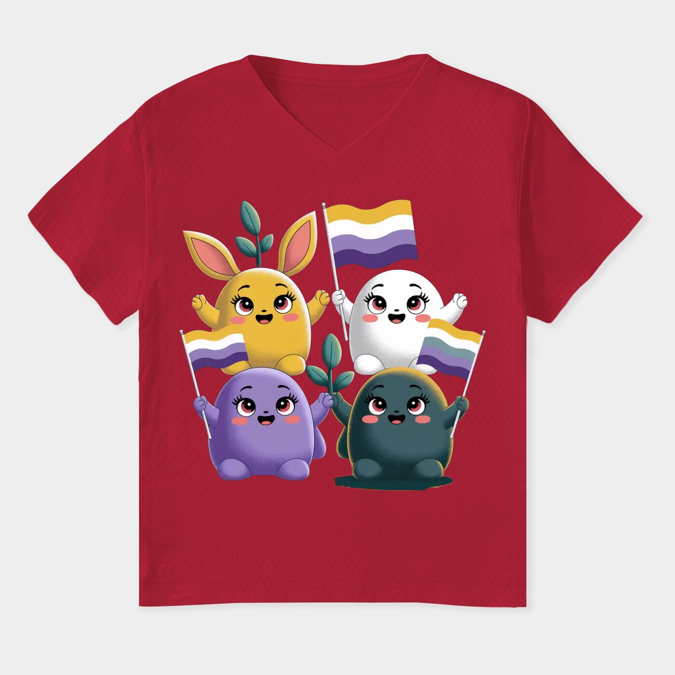 Pride Pikmin Nonbinary Women's Plus Size V-Neck T-Shirt