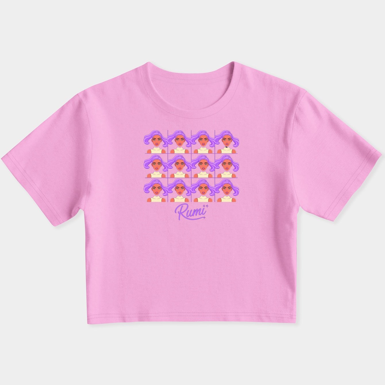 KPop Demon Hunters Huntrix Rumi Expressions Women's Slim Fit Baby Tee