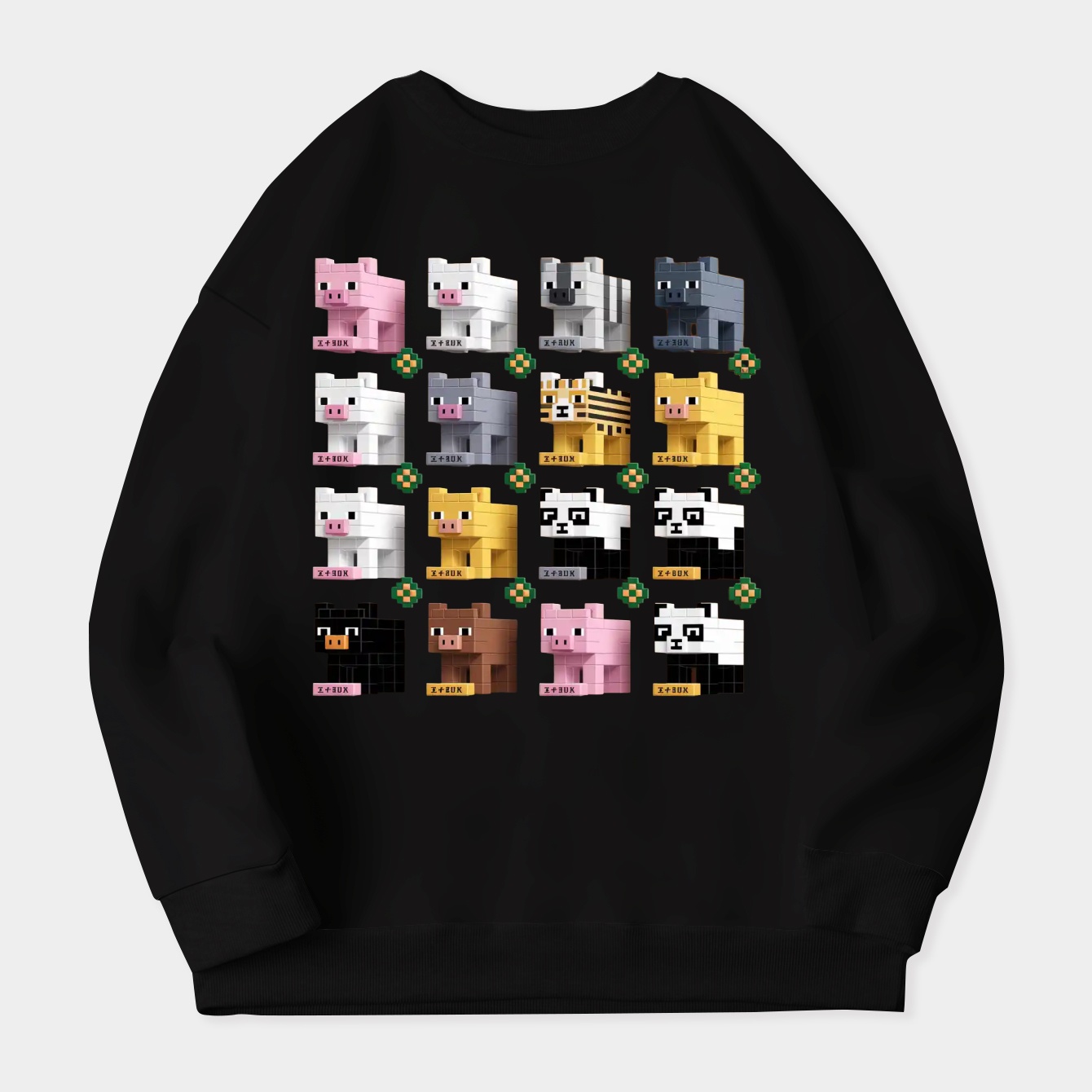 Minecraft animals, minecraft gamer, blue Women's Crewneck Sweatshirt