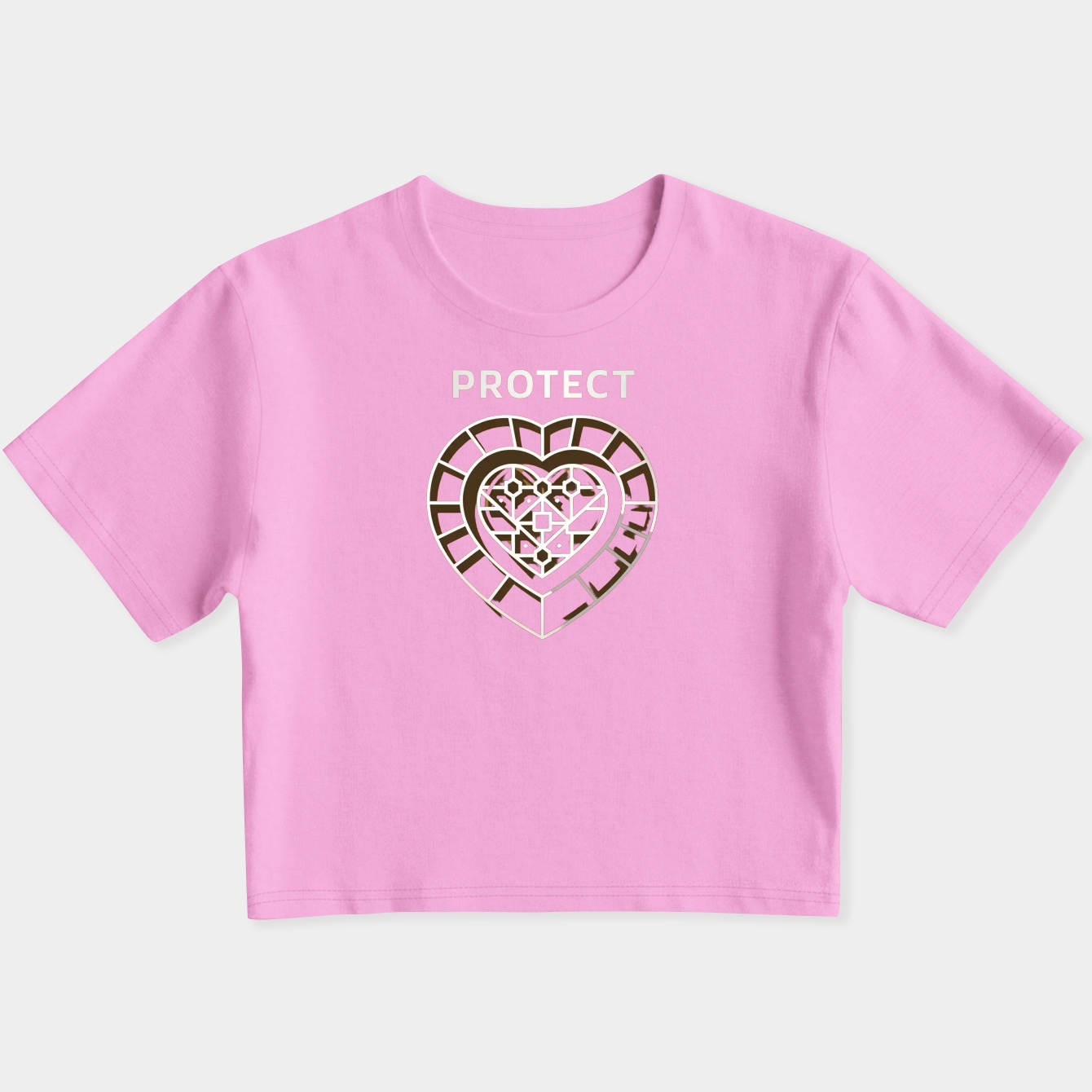 Protective Geometric Heart Shield Women's Slim Fit Baby Tee