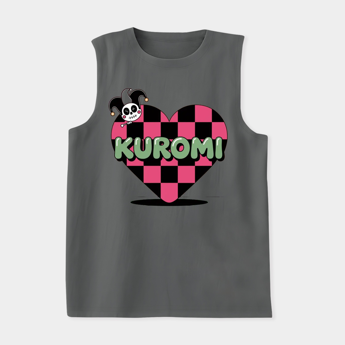 Kuromi Pink & Black Checker Heart Women's Soft Tank Top