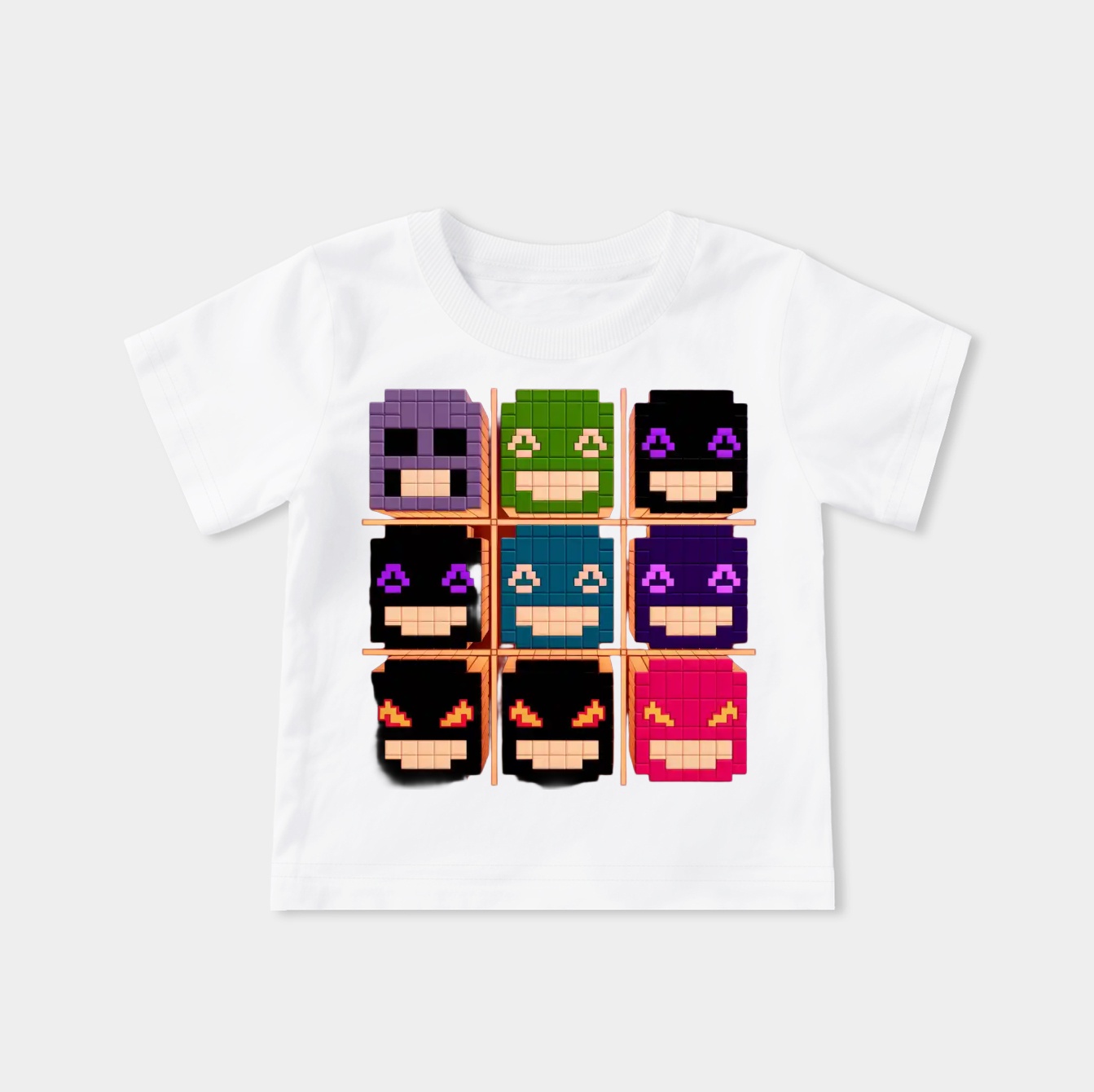 Minecraft Pixel Monster Faces Grid Youth Classic T-Shirt