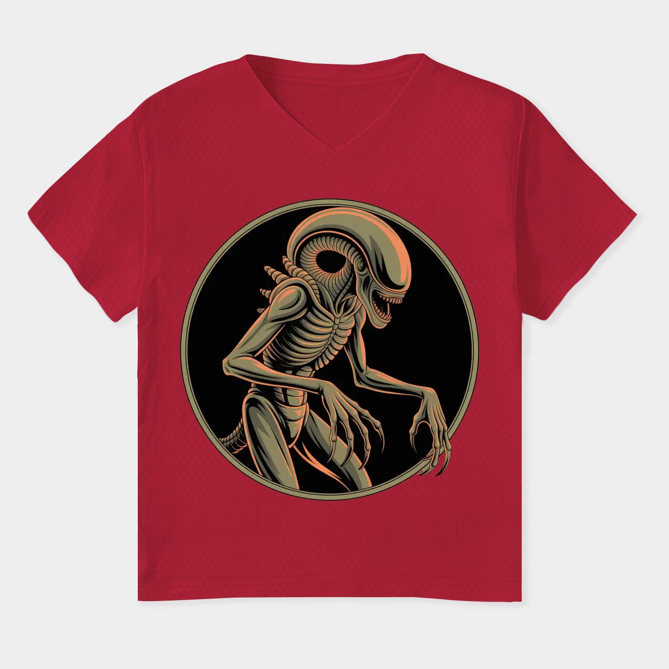 Alien Creature in Circular Frame Women's Plus Size V-Neck T-Shirt