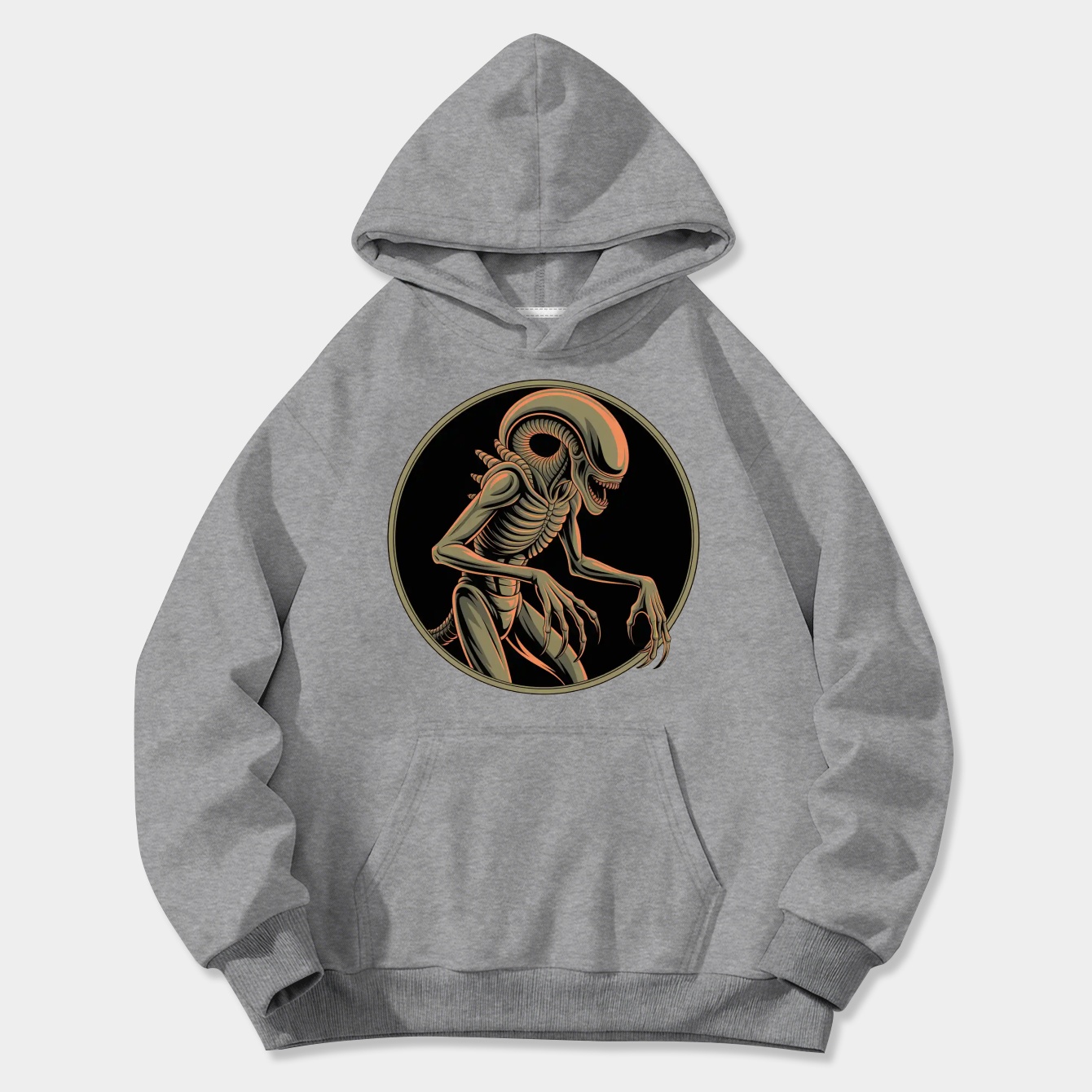 Alien Creature in Circular Frame Women's Plus Size Hoodie