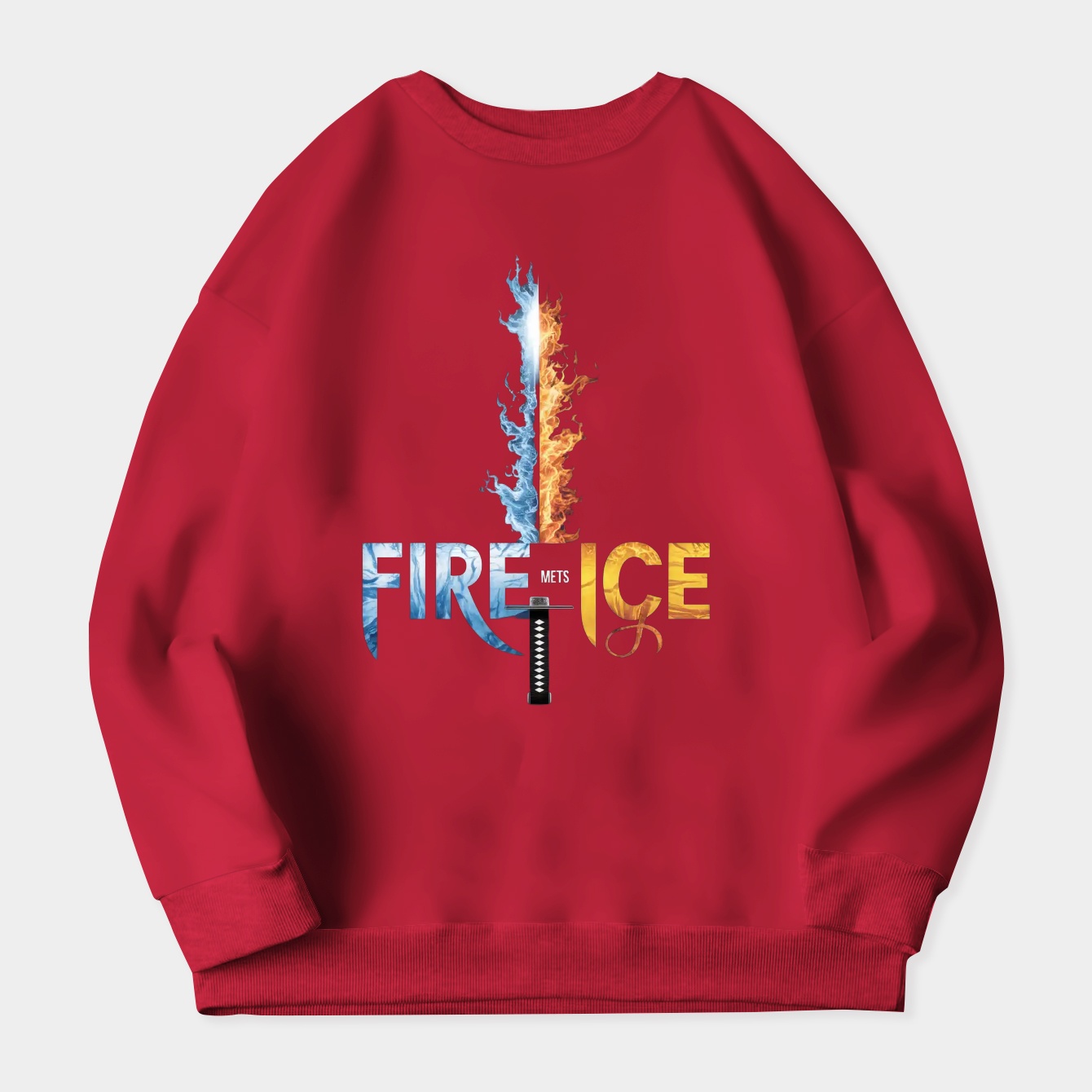 Demon Slayer Sword – Fire Meets Ice Katana Women's Crewneck Sweatshirt