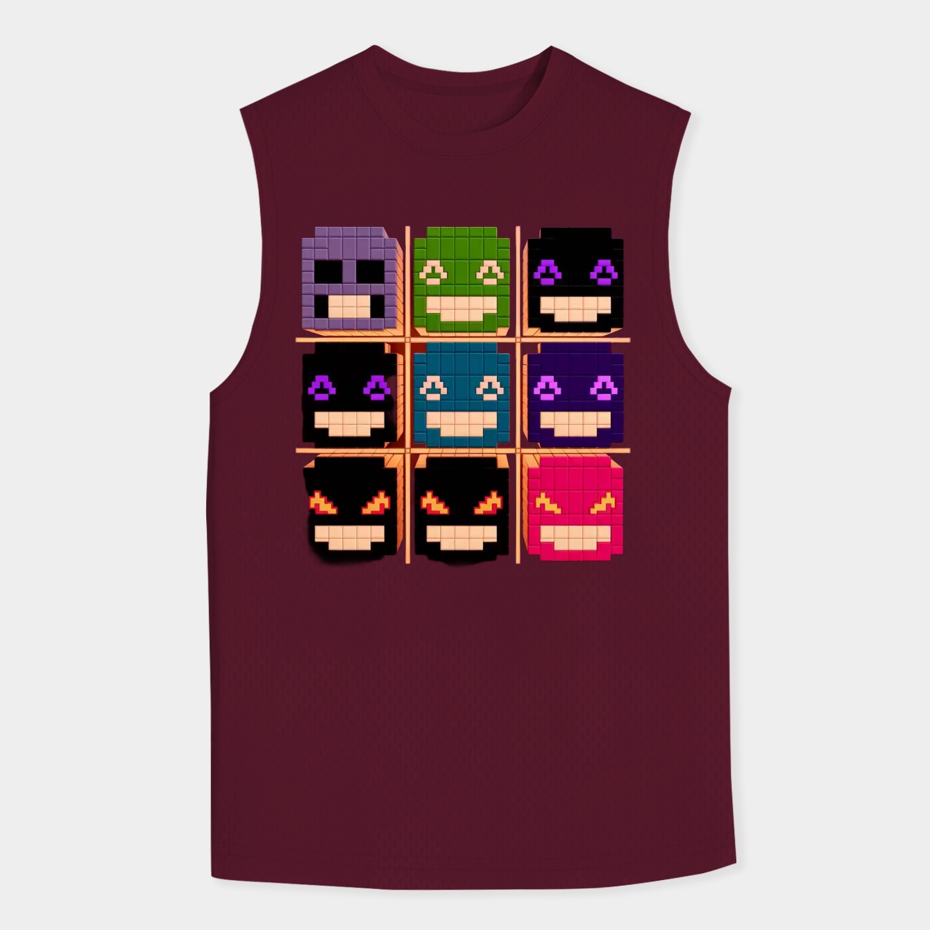 Minecraft Pixel Monster Faces Grid Men's Tank Top
