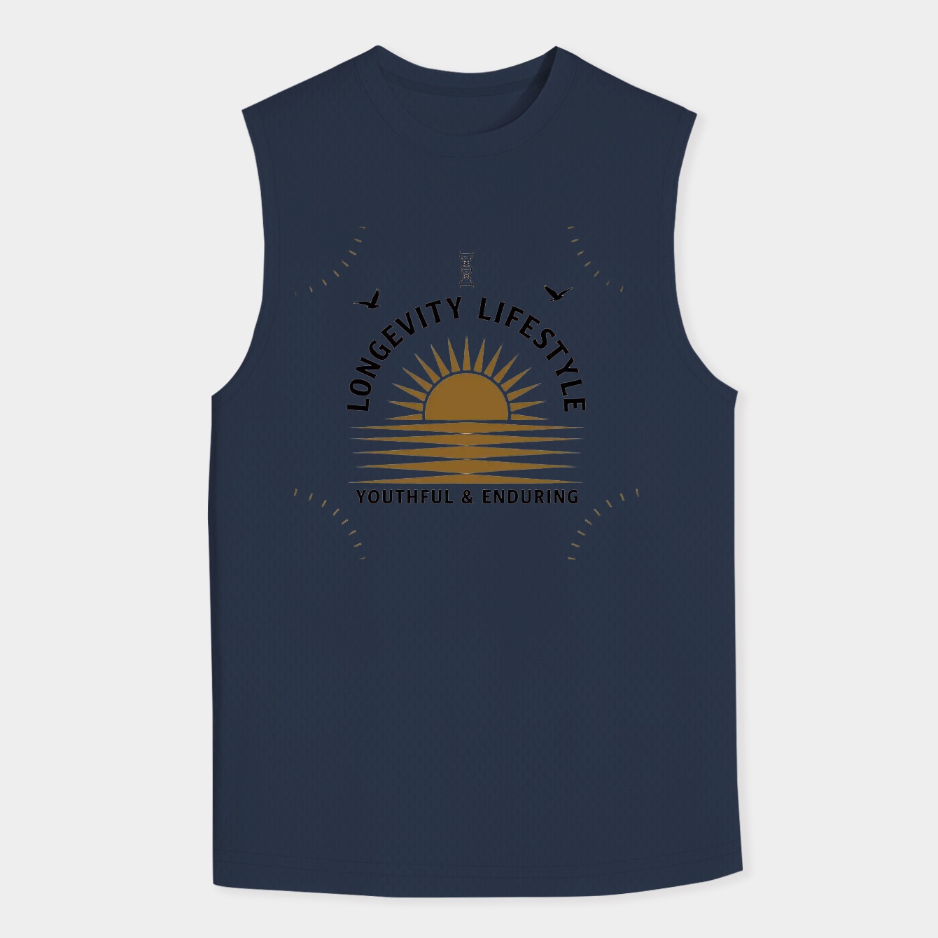 A sun, DNA, and birds evoke new beginnings and freedom.