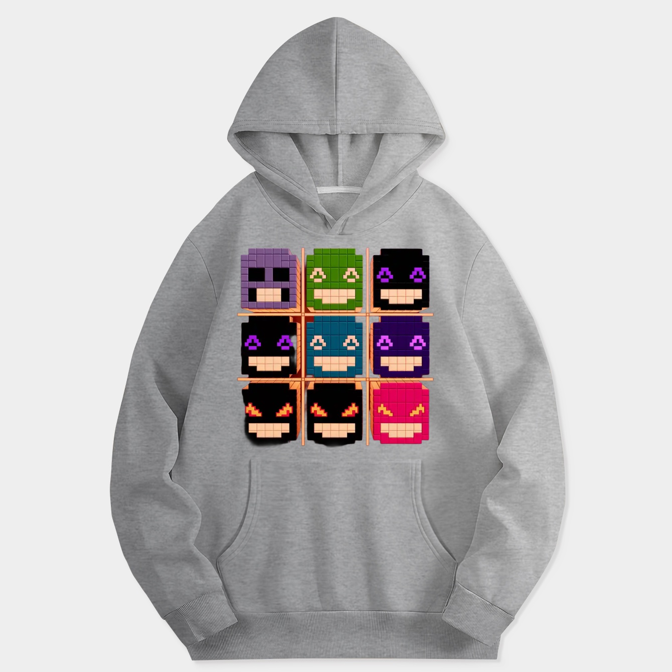 Minecraft Pixel Monster Faces Grid Women's Hoodie