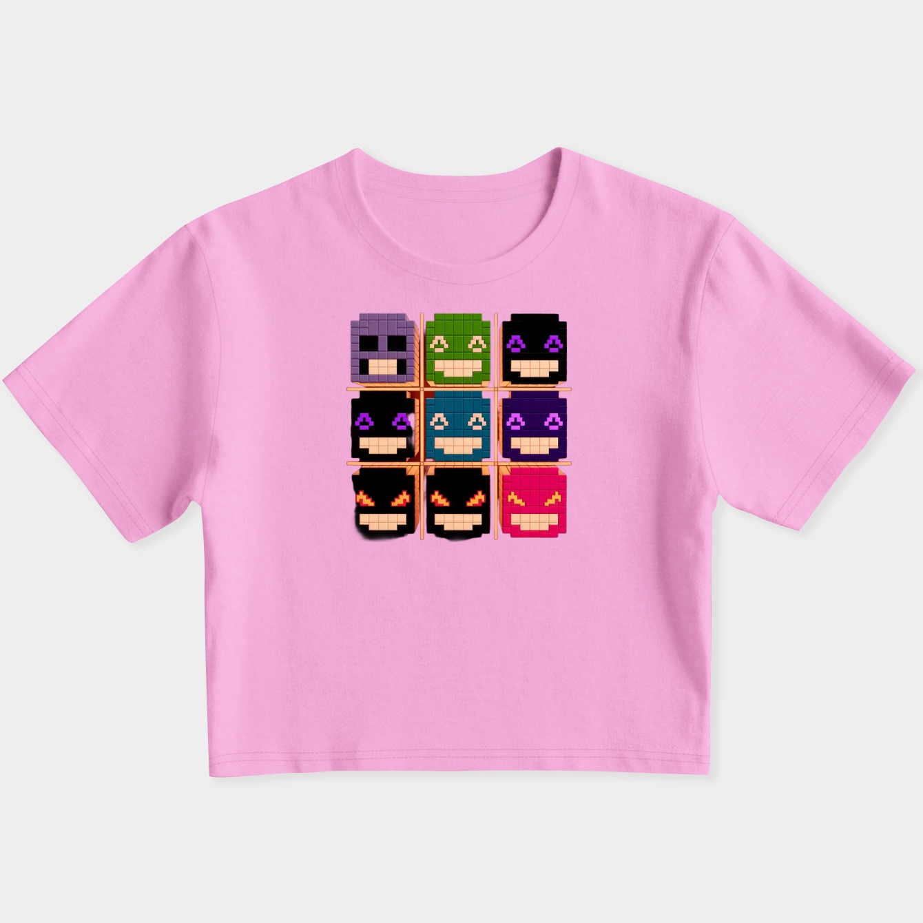 Minecraft Pixel Monster Faces Grid Women's Slim Fit Baby Tee