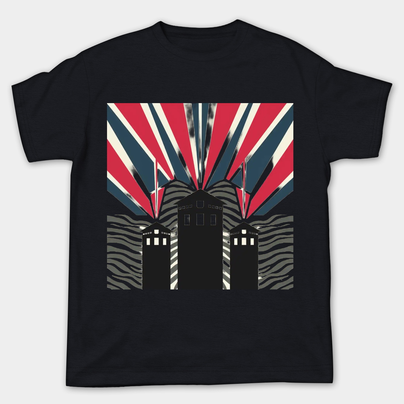 Zebra Striped Sci-Fi Towers Women's Plus Size T-shirt