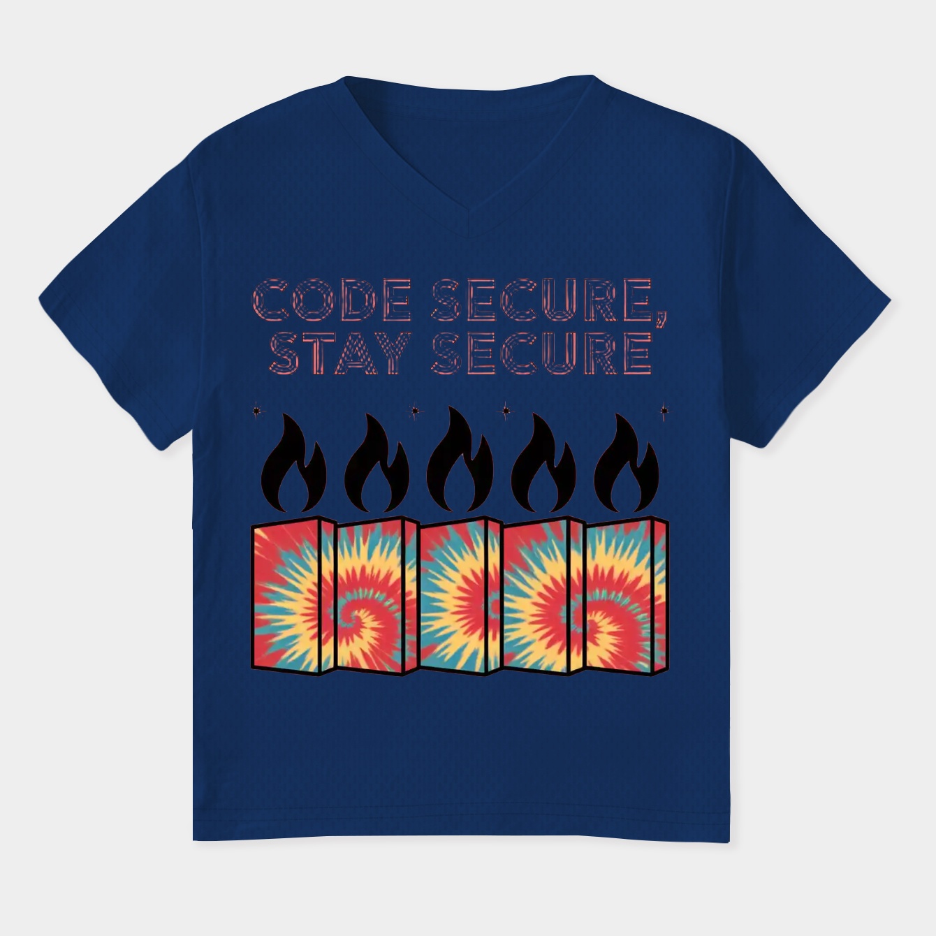 Tie-Dye Firewall Code Secure Women's Plus Size V-Neck T-Shirt