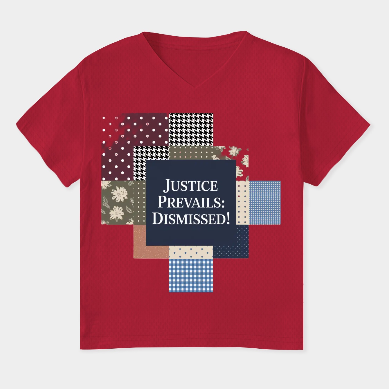Justice Prevails Patchwork Quilt Women's Plus Size V-Neck T-Shirt