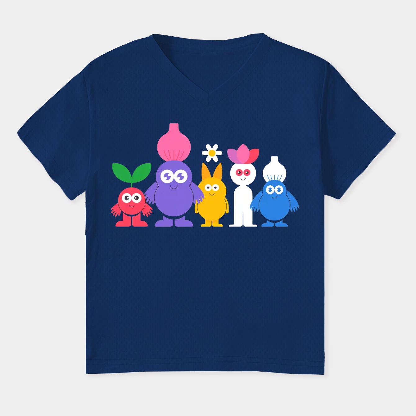 cute pikmin pattern Classic Women's Plus Size V-Neck T-Shirt