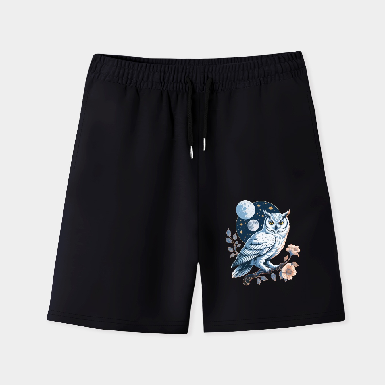 White Owl at Night Men's Quick-Dry Athletic Shorts