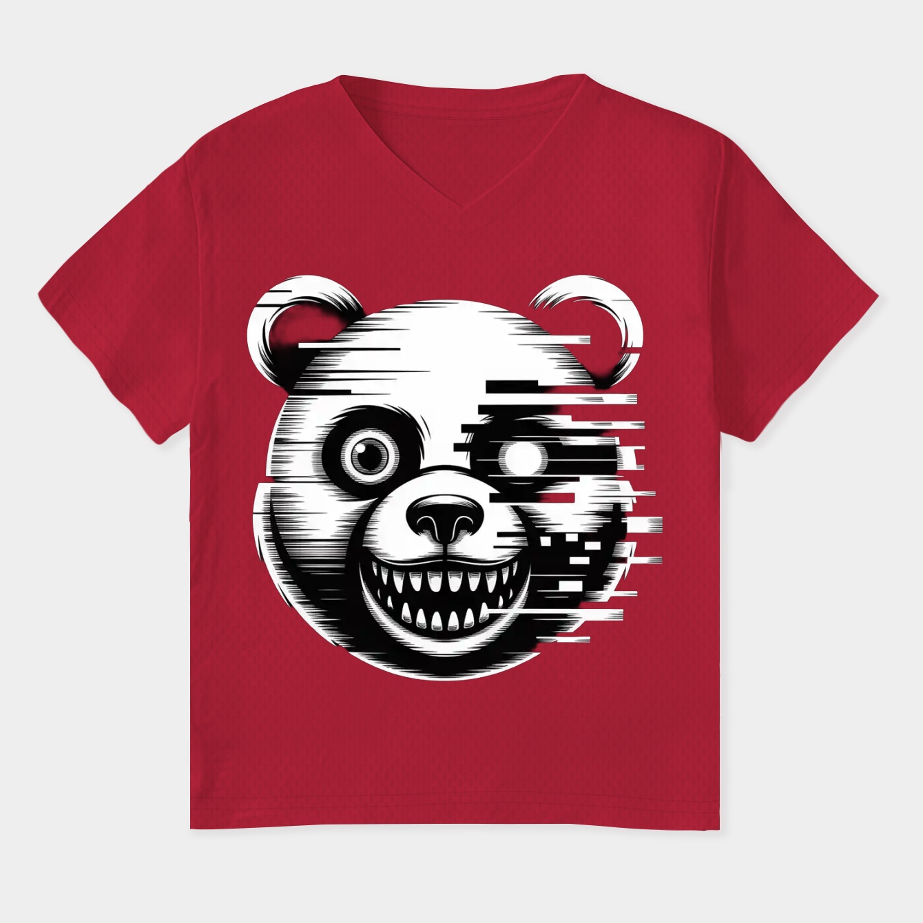 FREDDY Glitch Effect Design Women's Plus Size V-Neck T-Shirt