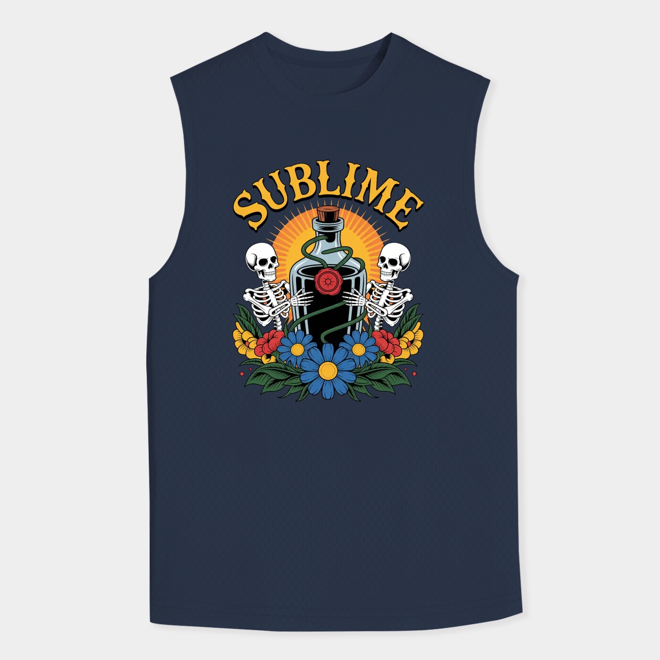 sublime radiant bottle skulls Men's Big & Tall Tank Top