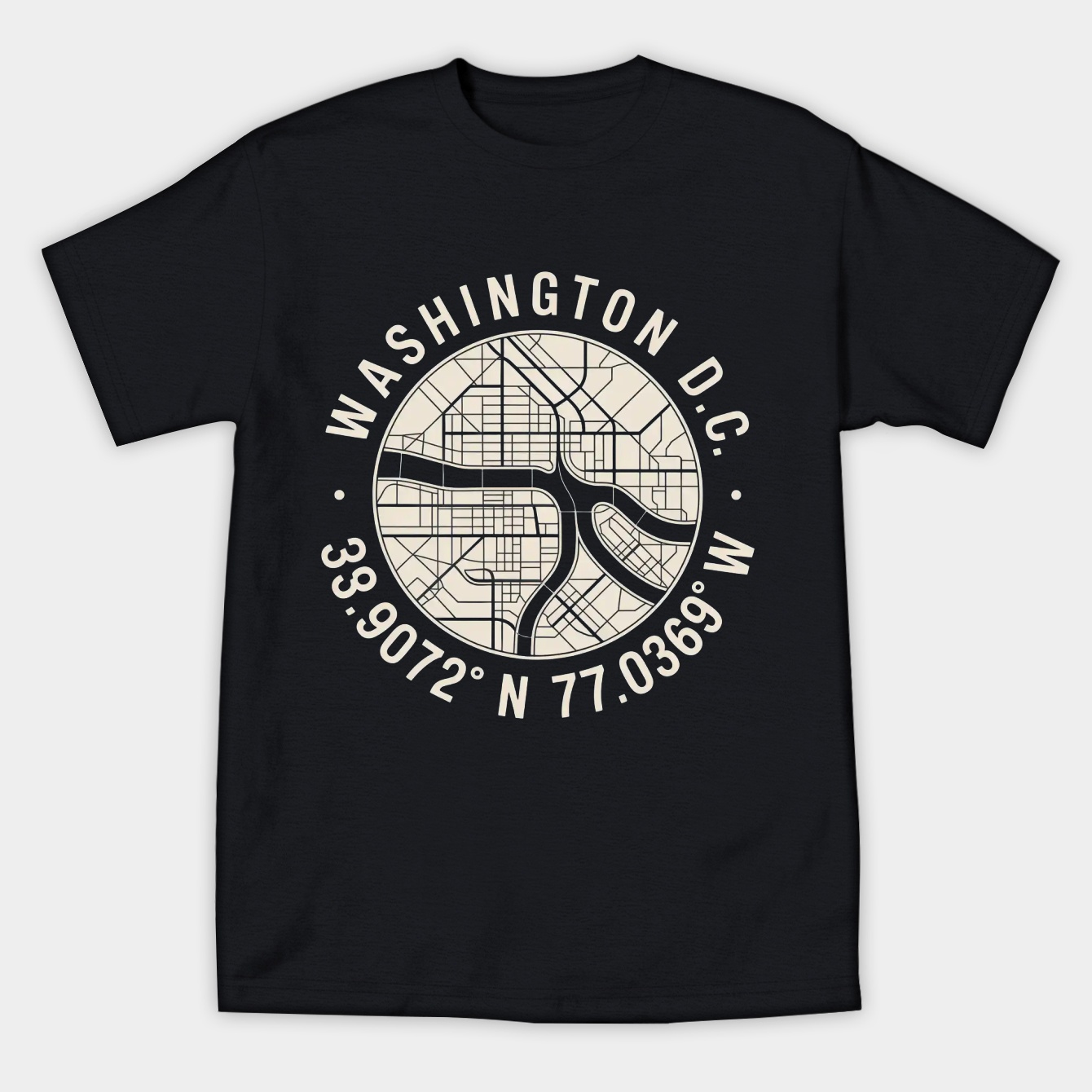 Washington, D.C. Map Coordinates Women's Athletic Performance T-Shirt