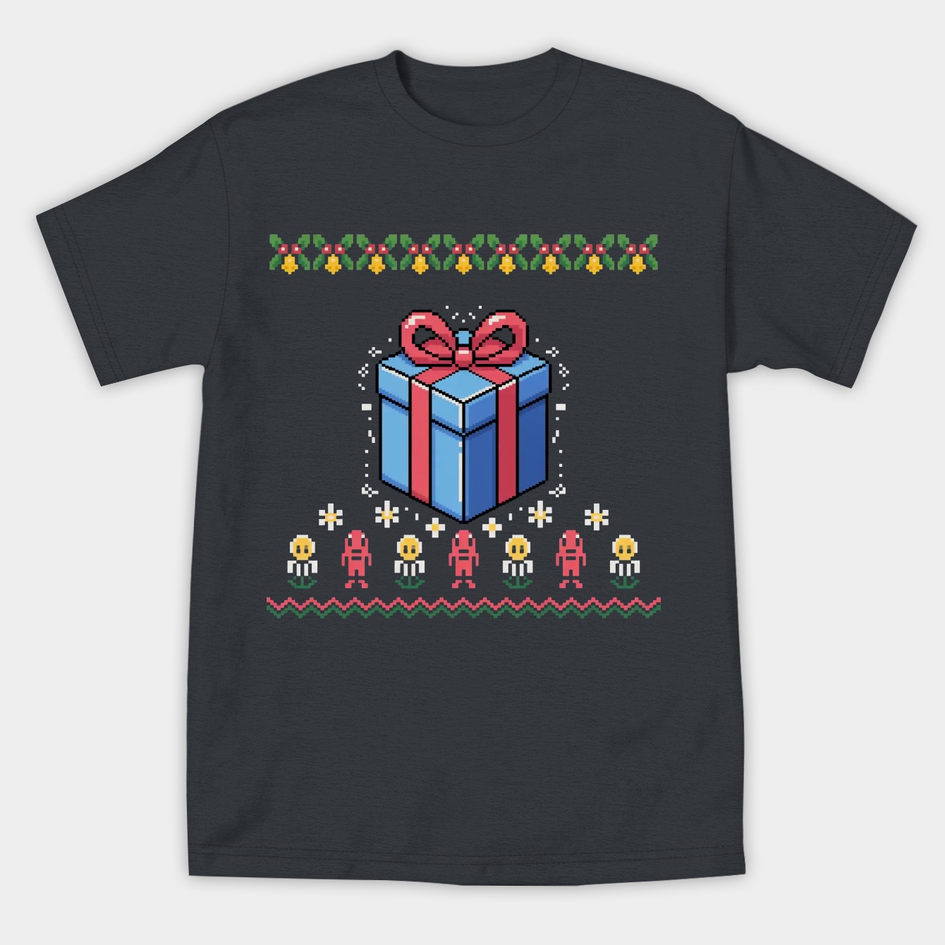 Ugly Cube Holiday Pixel Pattern Women's Athletic Performance T-Shirt