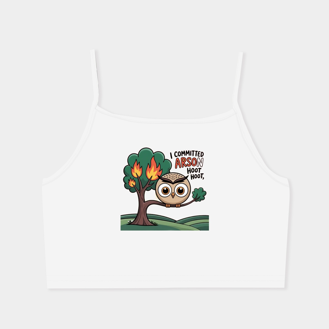 Hooty Commits Arson! Women's  Spaghetti Strap Tank Top