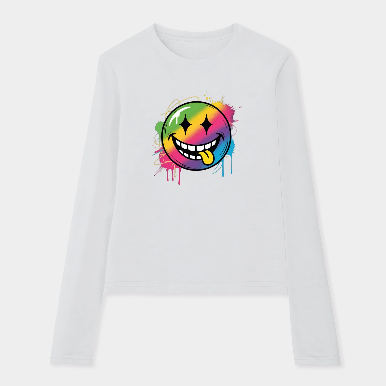 Abstract Graffiti Smiley face 03 Women's Soft Long Sleeve T-Shirt