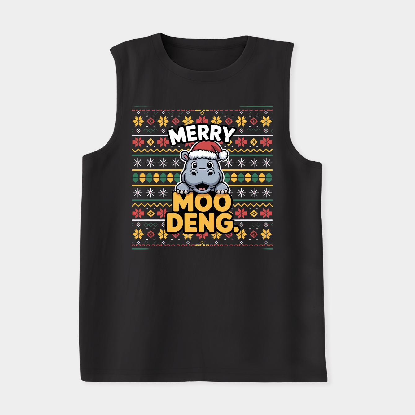 Merry Moo Deng Ugly Christmas Women's Soft Tank Top