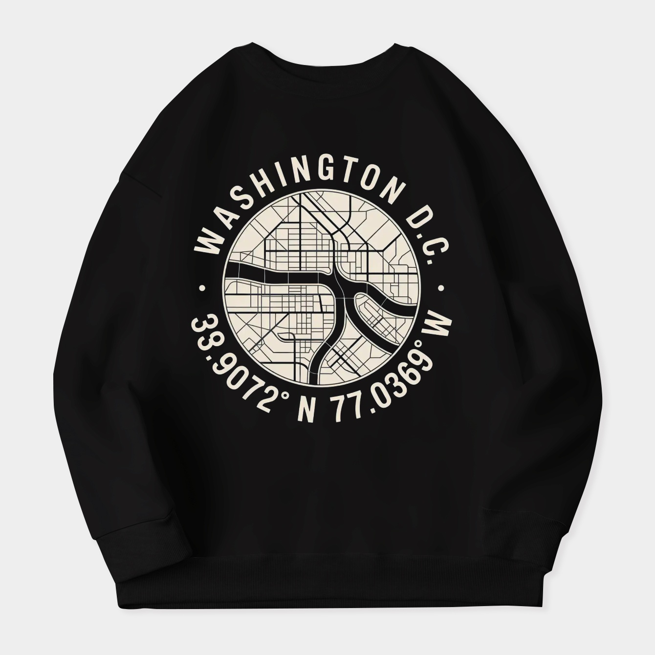 Washington, D.C. Map Coordinates Women's Crewneck Sweatshirt