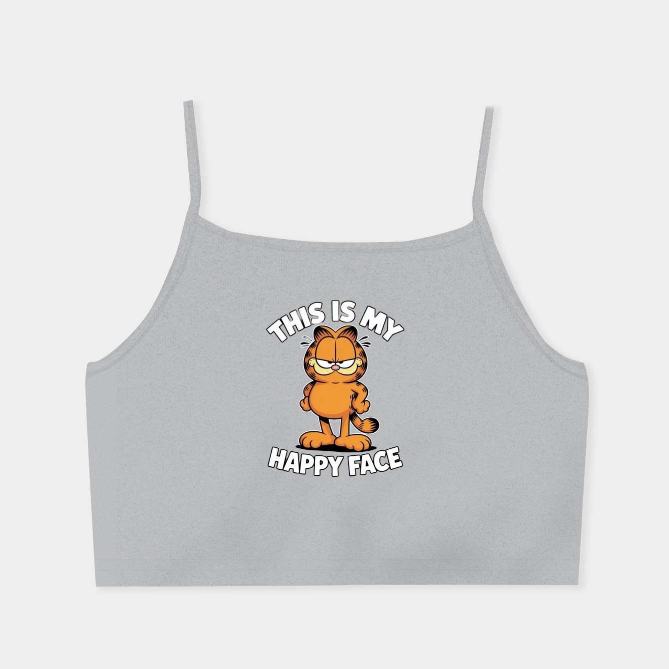 Garfield This Is My Happy Face Retro Comic Grumpy Mad Face Women's  Spaghetti Strap Tank Top