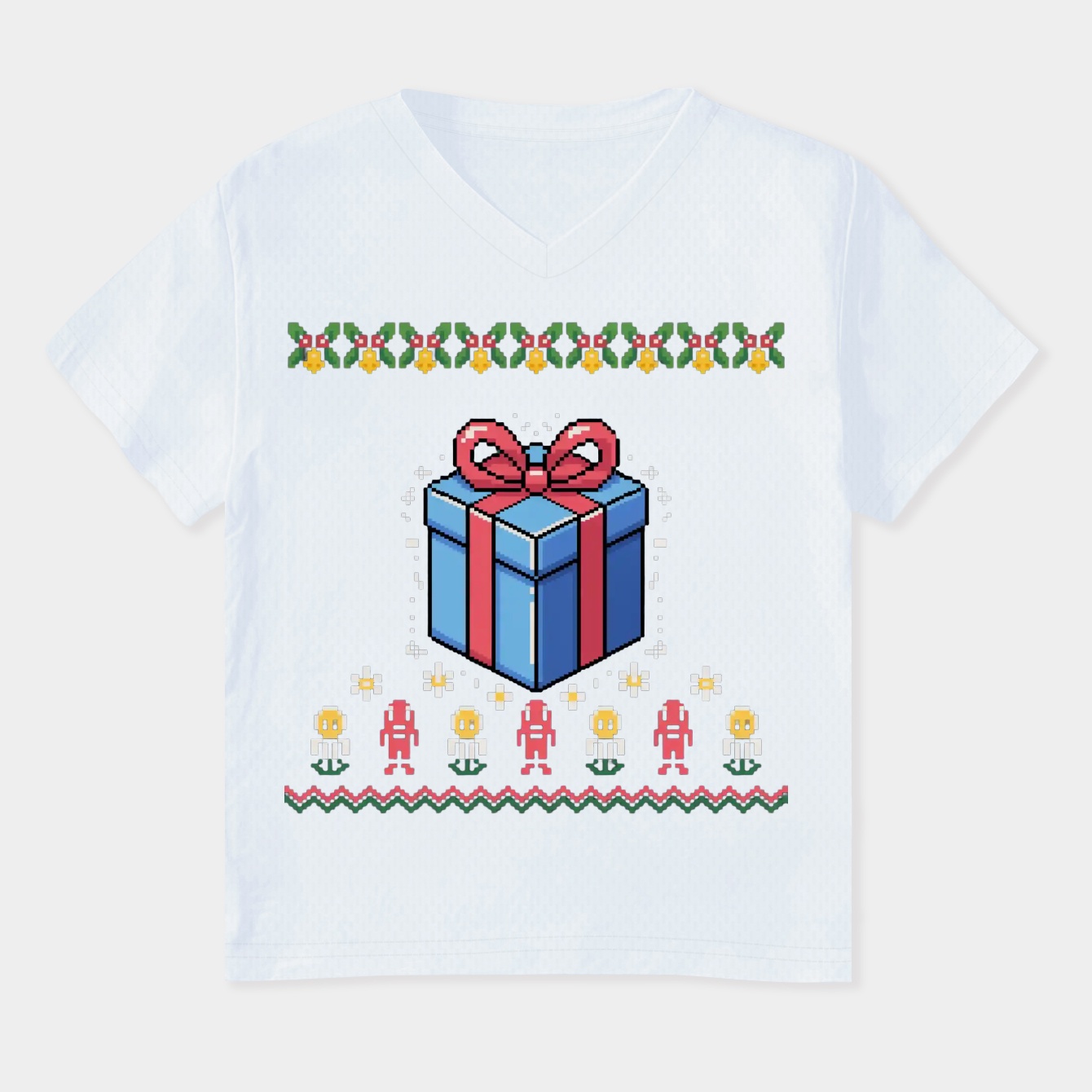Ugly Cube Holiday Pixel Pattern Women's Plus Size V-Neck T-Shirt