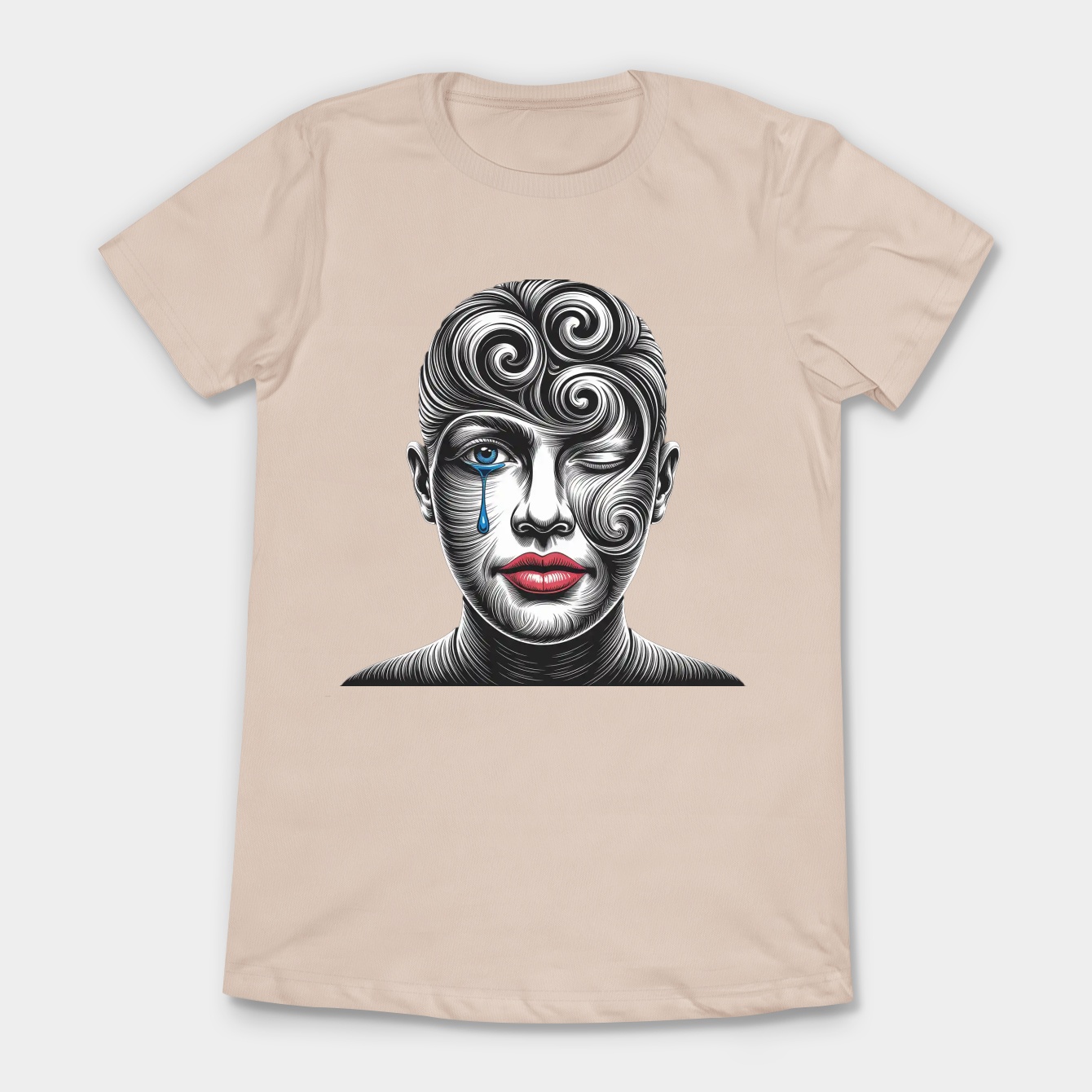 engraved face swirl pattern Women's T-Shirt
