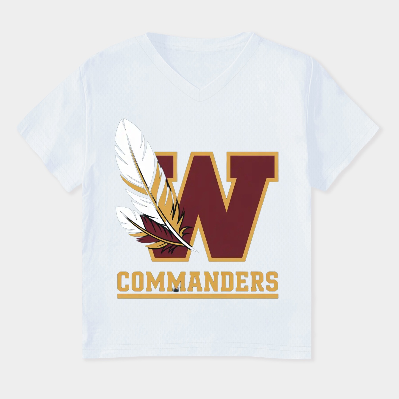 Feathers Washington Commanders #97 Women's Plus Size V-Neck T-Shirt