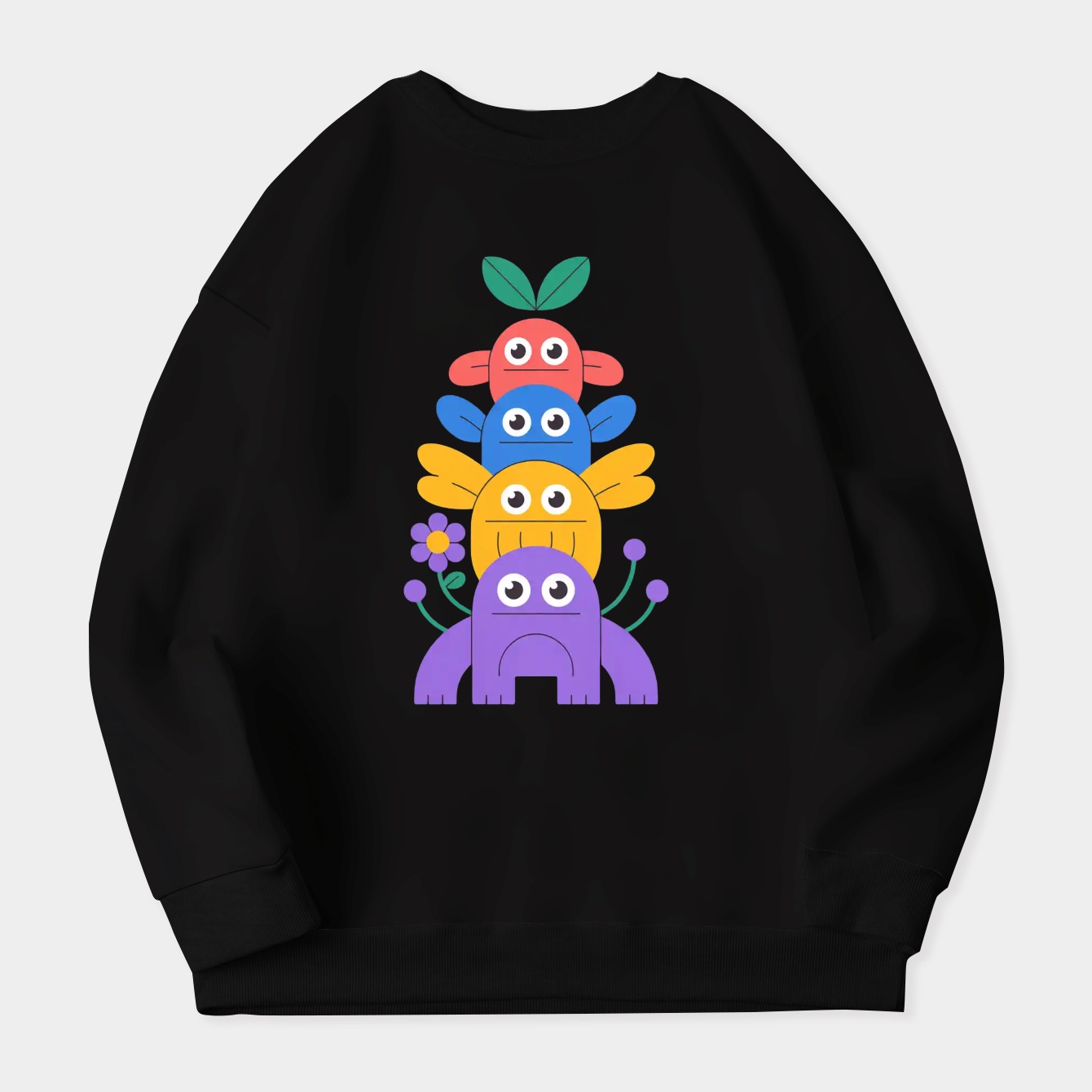 Pikmin Character Stack Design Women's Crewneck Sweatshirt