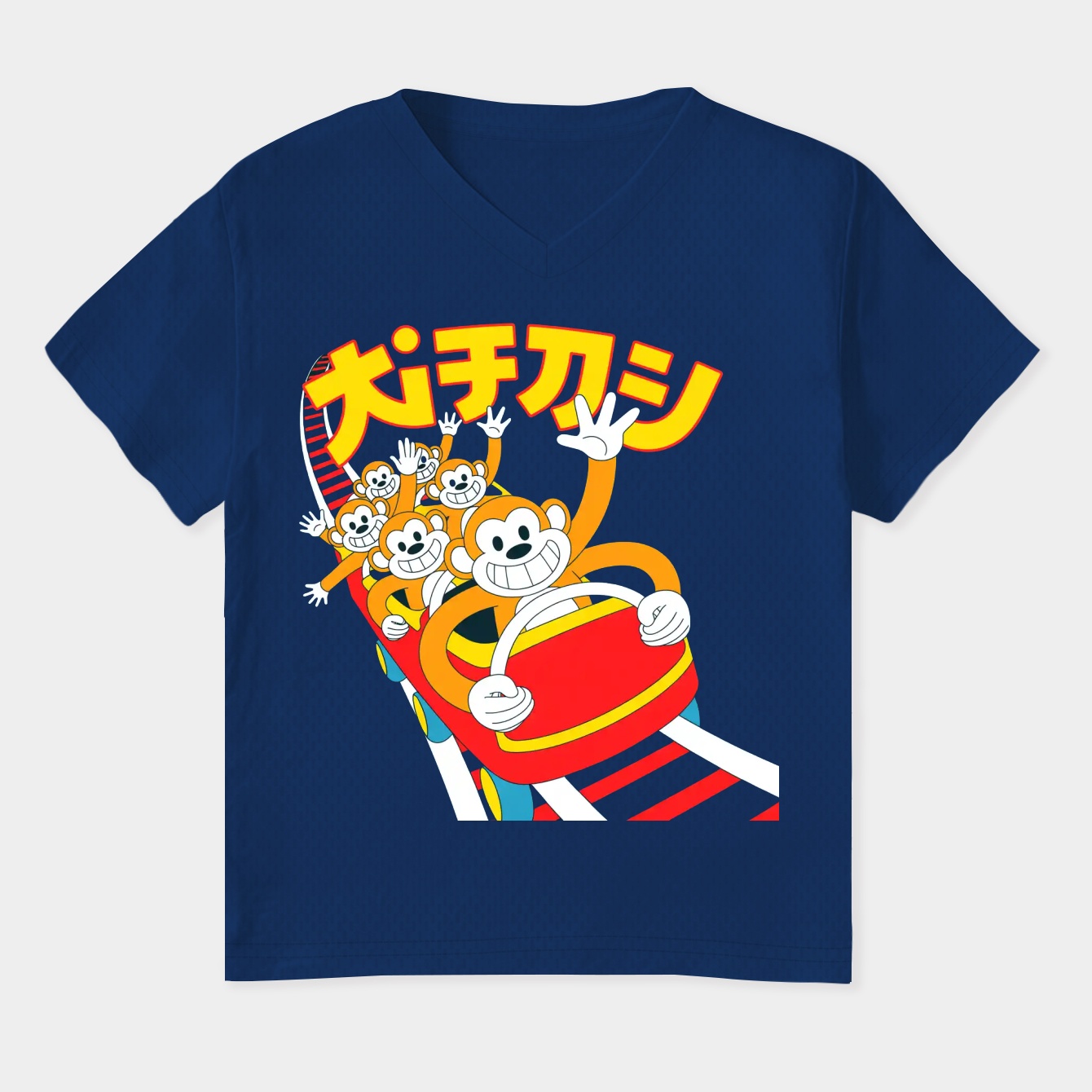 Monkey Ride Roller Coaster Fun Women's Plus Size V-Neck T-Shirt