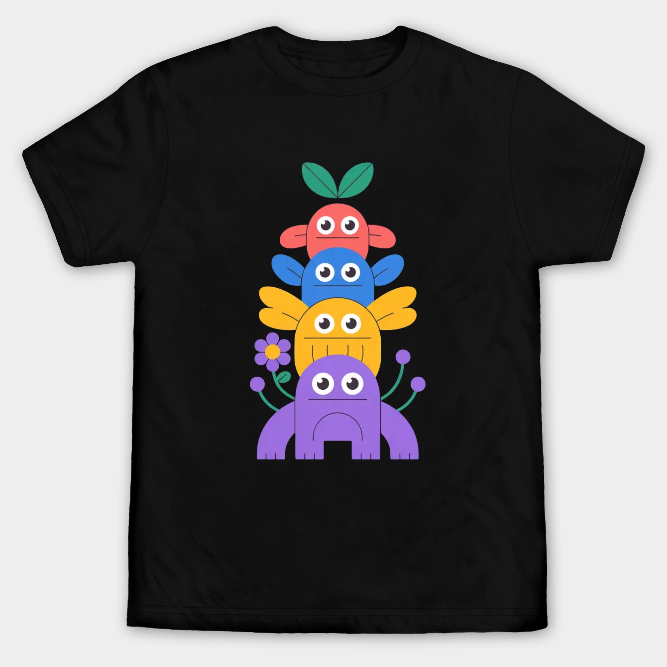 Pikmin Character Stack Design Men's Big & Tall T-shirt