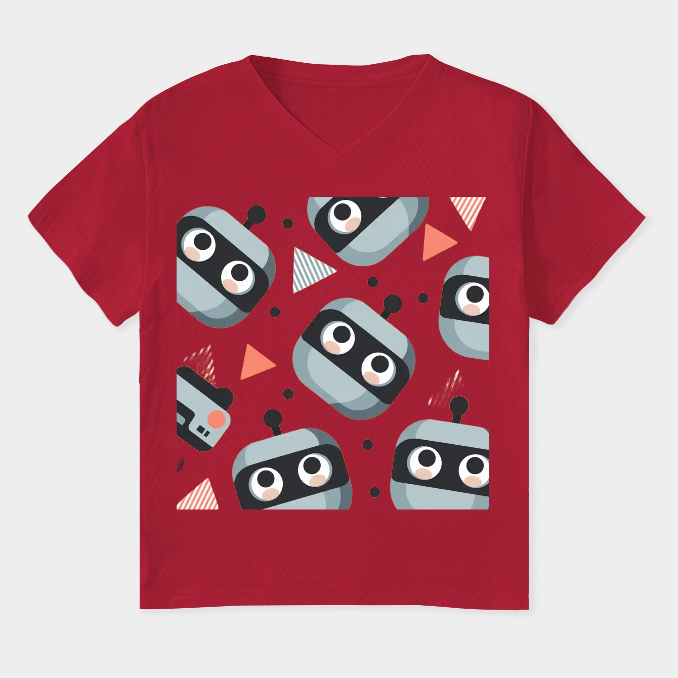 Bot pattern - Yellow Women's Plus Size V-Neck T-Shirt