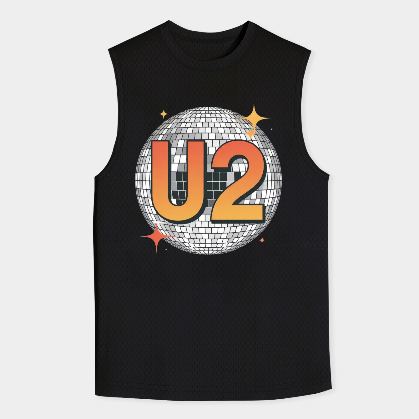 U2 Disco Ball Orange Men's Big & Tall Tank Top