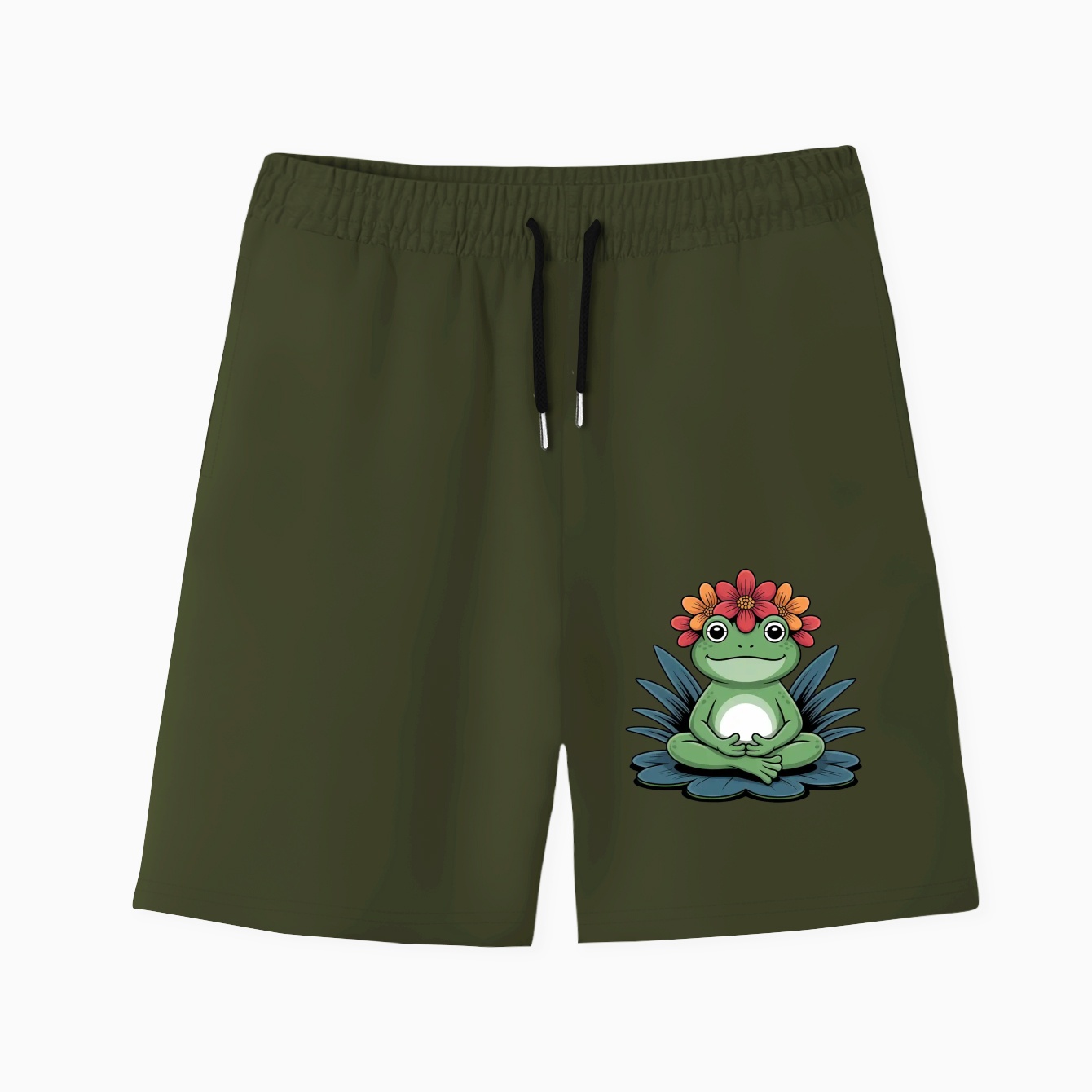 Cool Flower-Crowned Frog Butt Men's Quick-Dry Athletic Shorts