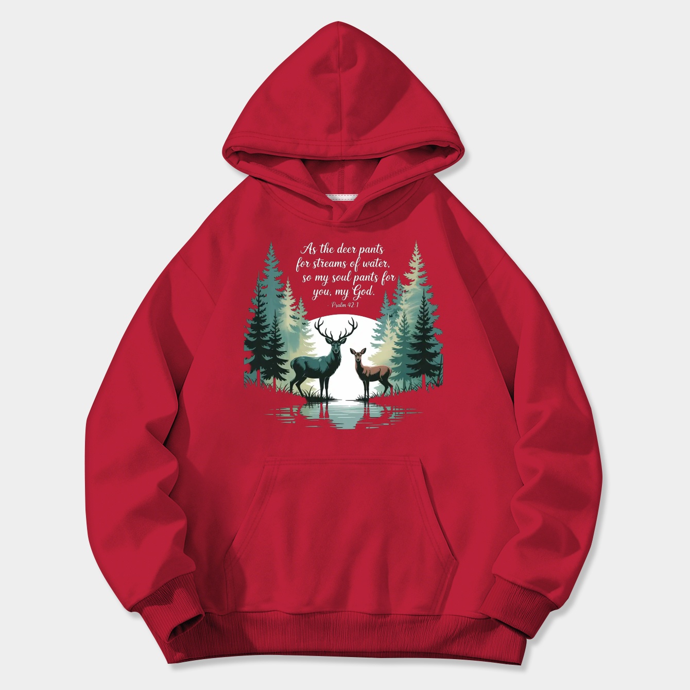 Psalm 42:1 Forest Deer Scripture Women's Plus Size Hoodie
