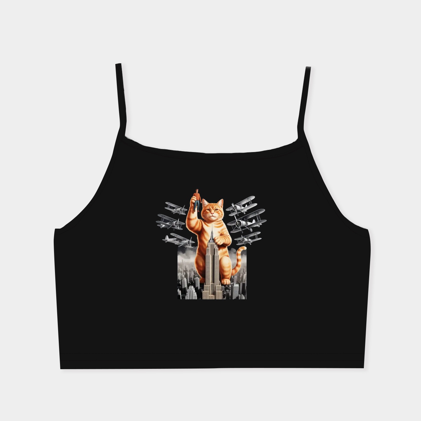 Classic King Kong Scene Cat Kitty Attack Space Galaxy Crazy Airplane