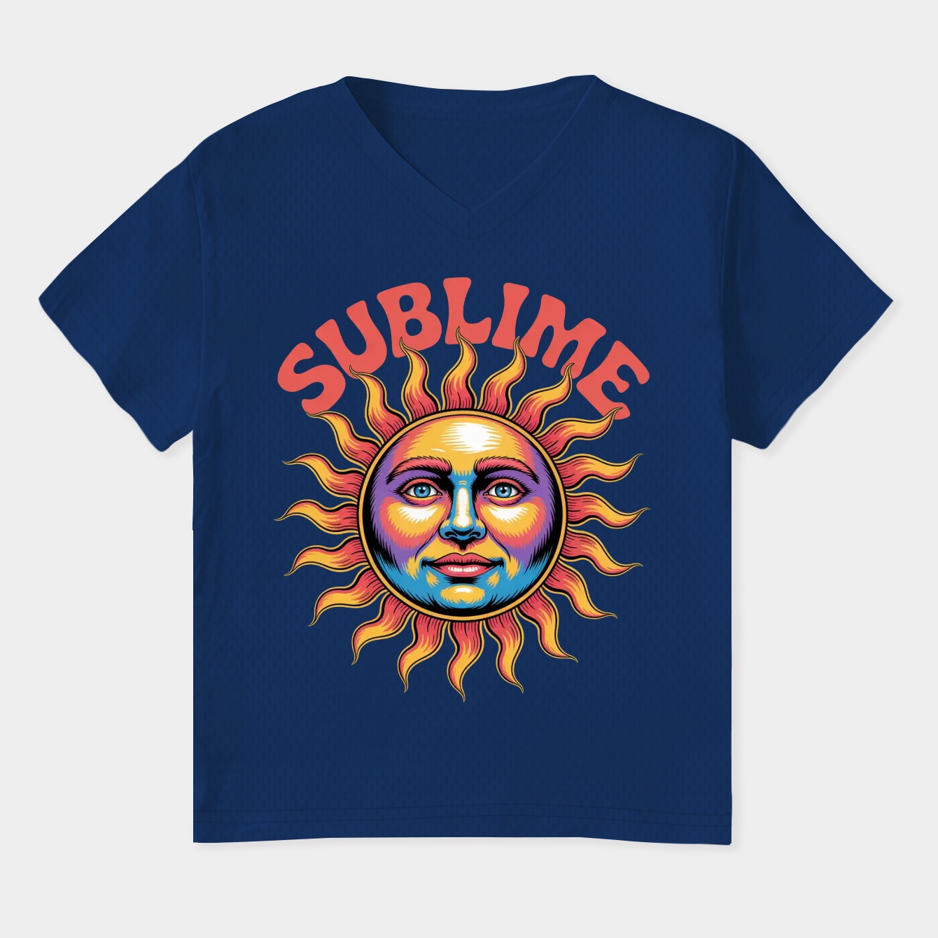 sublime radiant sun face Women's Plus Size V-Neck T-Shirt